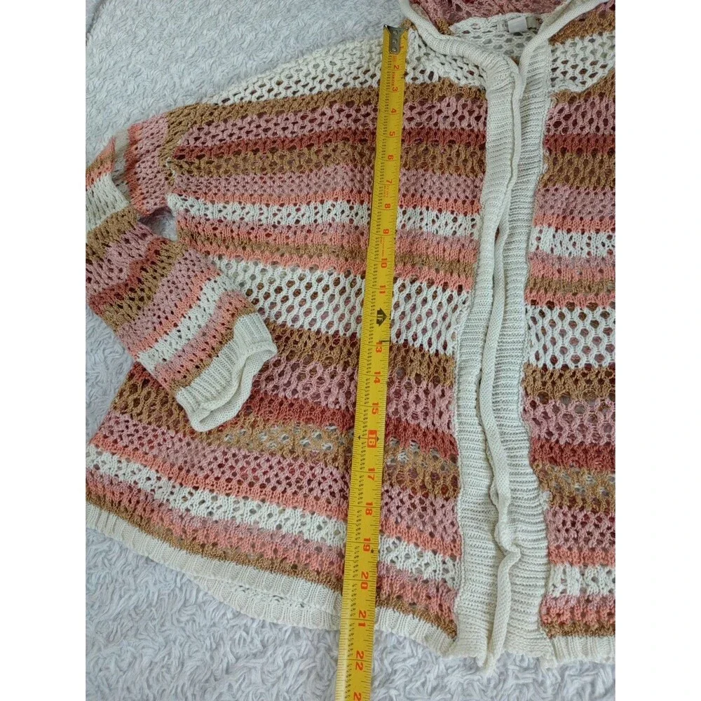 Cato Women's Cardigan Sz XL  Chunky Knit Long Sleeve Open Front With Hoodie - Picture 4 of 9